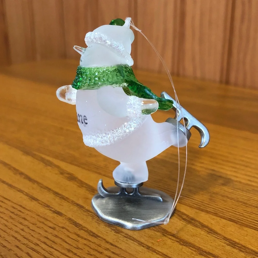 Personalized Ice Skating Snowman Ornament